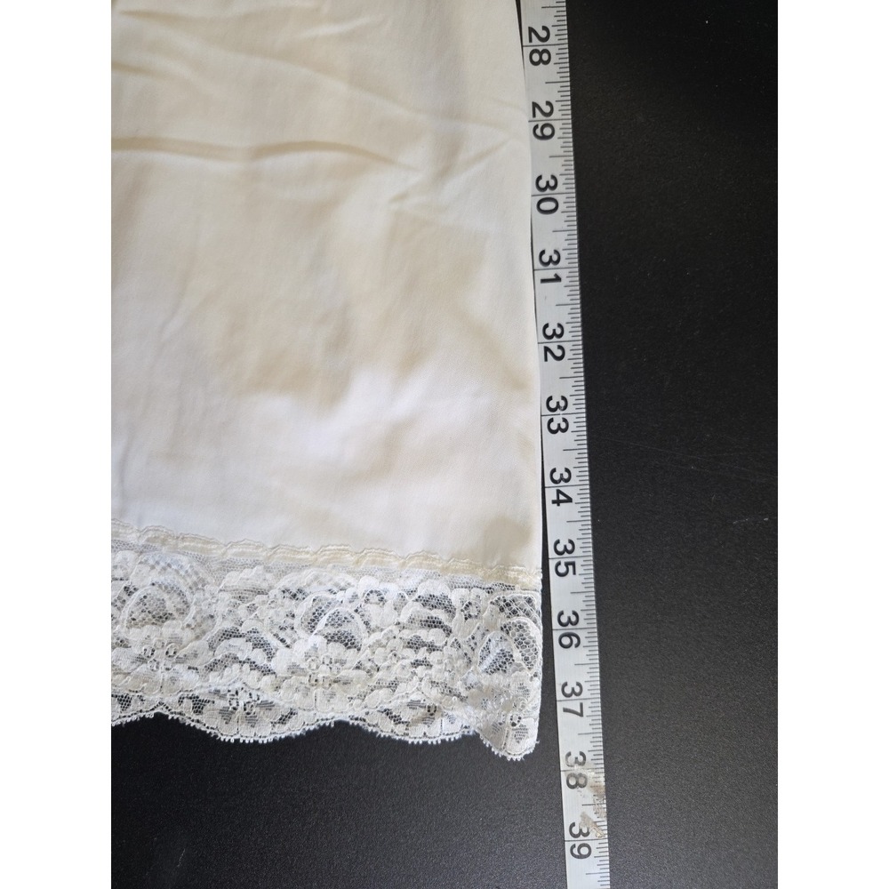 Vtg 1960s Vanity Fair Tricot Nylon Lace Bodice White Slip Dress LARGE‎ Size 38 - Picture 9 of 9